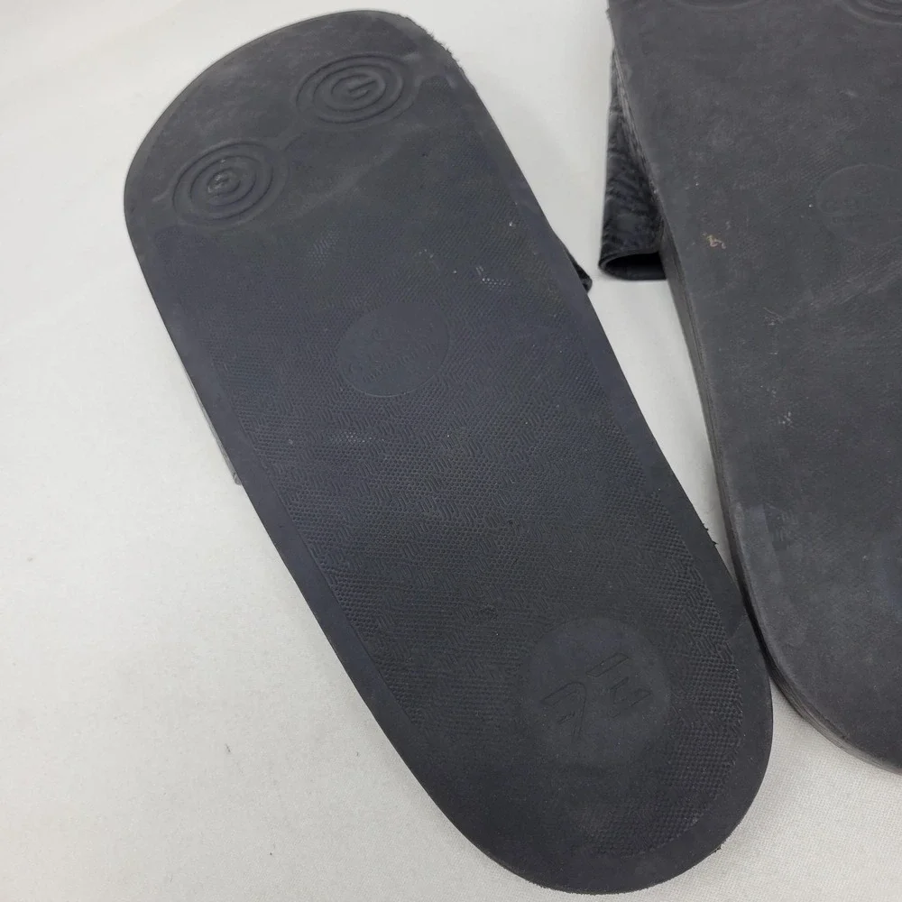 Gucci Sandals Mens Size 9 Black GG Logo Slide Leather Casual Comfort Slides